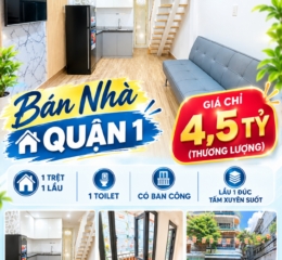 Dưới 5 tỷ mua nhà Quận 1 - Nhà 1 trệt 1 lầu tại Phường Cầu Ông Lãnh, sổ hồng, nội thất đầy đủ, nhà đẹp vào ở ngay (0989373766)