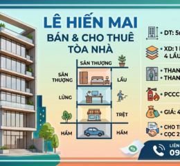 BÁN HOẶC CHO THUÊ TÒA NHÀ MẶT TIỀN LÊ HIẾN MAI – P. THẠNH MỸ LỢI, TP. THỦ ĐỨC. ​Diện tích: 5mx21,7. Kết cấu : Hầm, trệt, lửng, 4 lầu, ST